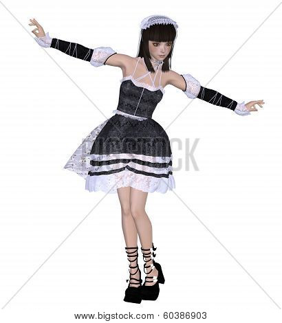 Girl In Black Gothic Dress
