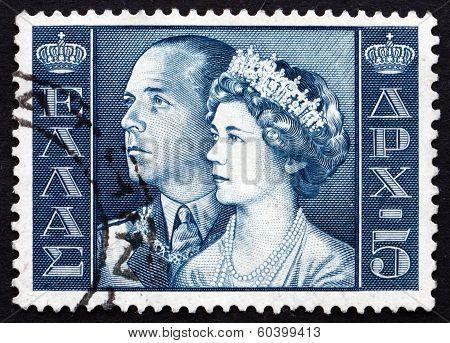 Postage Stamp Greece 1957 King Paul And Queen Frederica