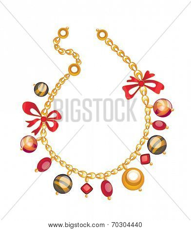collection of gold jewelery with precious stones (vector illustration) 