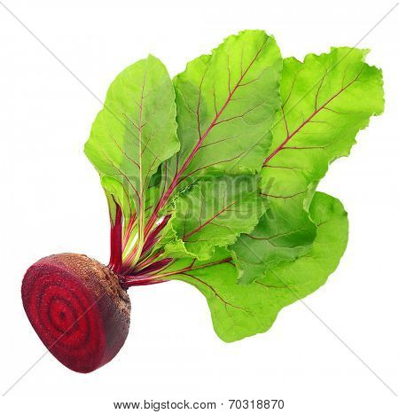 Beetroot with leaves isolated on white