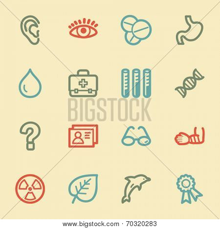 Medicine web icon set 2, retro color