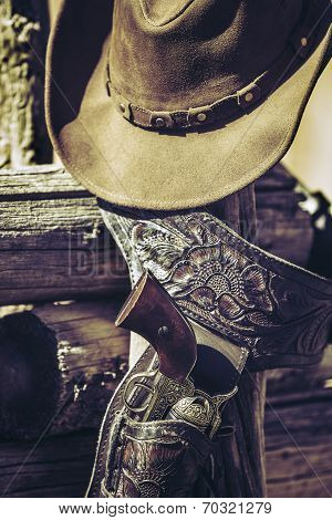 Cowboy Gun And Hat Outdoor