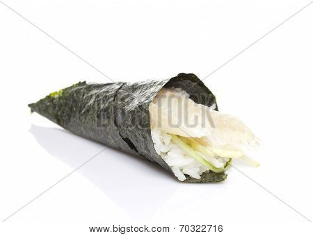 Perch Sushi Temaki Isiolated On White Background