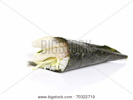 Perch Sushi Temaki Isiolated On White Background