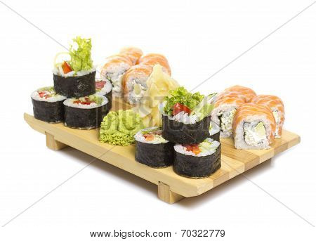 Sushi Roll Made Dish On A Gete Isolated