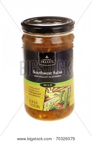 West Point - August 17, 2014: Jar of Safeway Select brand naturally flavored SouthWest Salsa