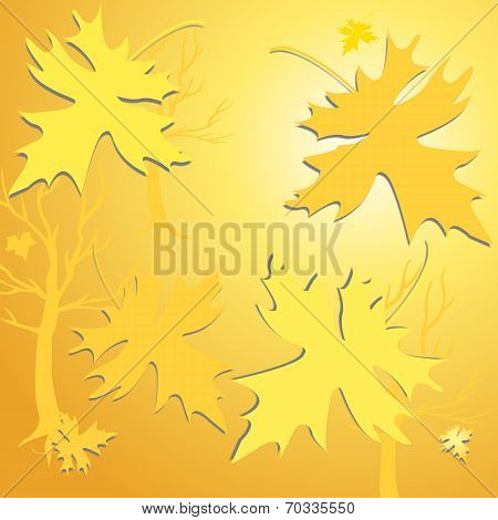 Background Of  Gold  Leaves
