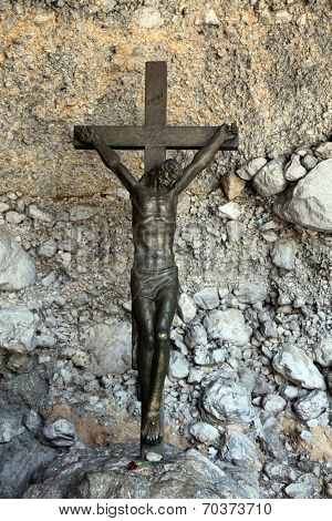 VEPRIC, CROATIA - JUNE 07: The crucifix, Shrine of Our Lady of Lourdes in Vepric, Croatia, on June 07, 2012. 