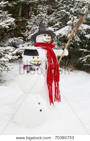 Winter - Snowman In A Snowy Landscape With A Hat