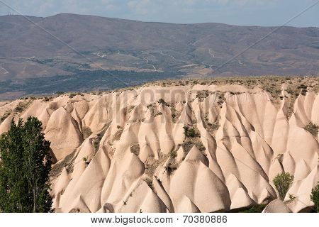 Volcanic rock landscape Goreme Cappadocia Uchisar Turkey