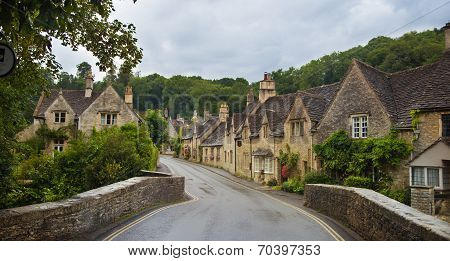 WILTSHIRE, CHIPPENHAM, UK - AUGUST 9, 2014: Street in Castle Combe village