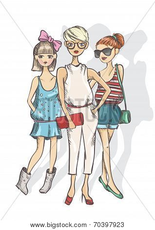 Three Fashion Girls