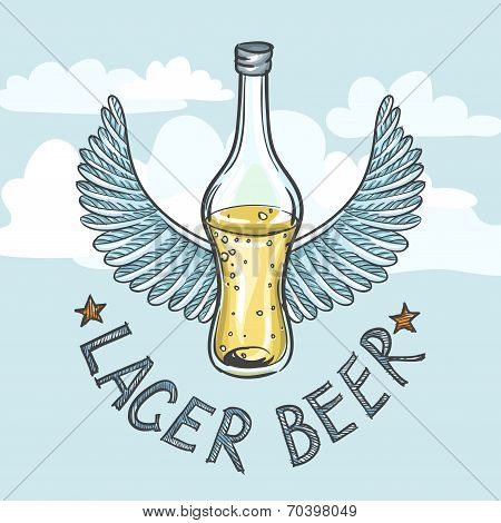 Lager Beer On Sky Background