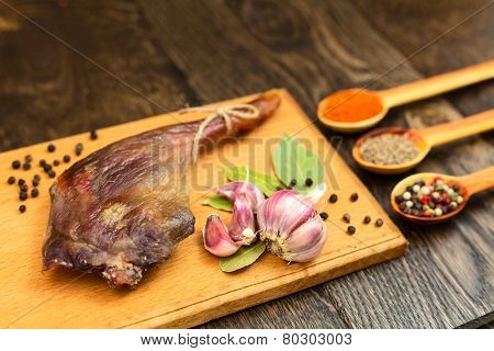 Dried Duck Thigh On The Board