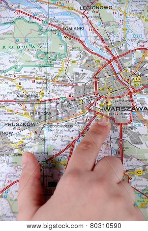 Warsaw on the map