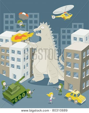 Monster attacking the city