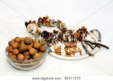 Dried mushrooms and walnuts