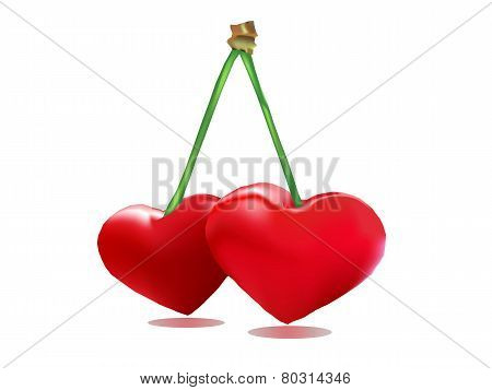 Pair of heart - Lovers cherries valentine