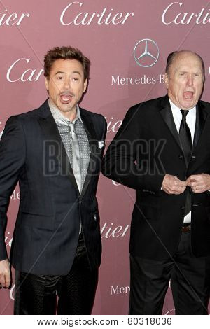 PALM SPRINGS, CA - JAN 3: Robert Downey Jr. and Robert Duvall arrive at the 2015 Palm Springs Film Festival Awards Gala at the Palm Springs Convention Center on January 3, 2015 in Palm Springs, CA.