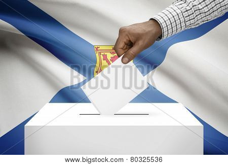 Voting Concept - Ballot Box With Canadian Province Flag On Background - Nova Scotia