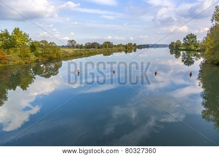 Reflection Of Trees In River Tauber