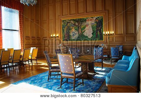 Interior of the Oslo city hall, Norway