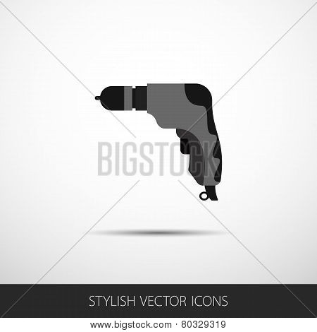 Vector Drill In A Flat Style With Long Shadow