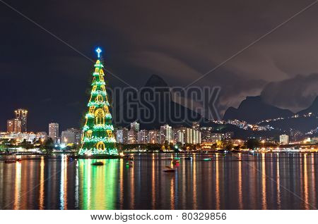 Christmas Tree in Rio de Janeiro at Night