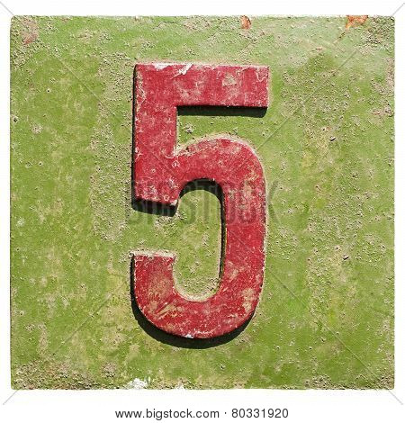 plate with a number 5