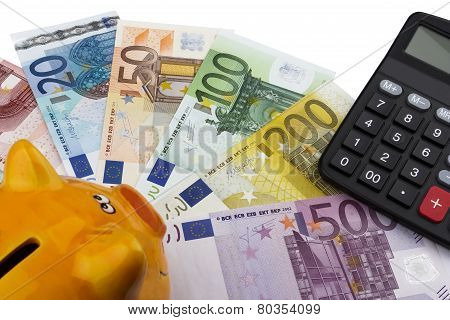 Piggy Bank And Euros (eur).