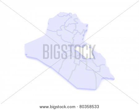 Map of Wasit. Iraq. 3d