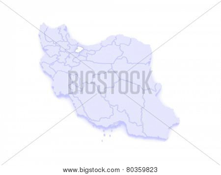 Map of Alborz. Iran. 3d