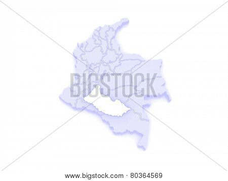 Map of Caqueta. Colombia. 3d
