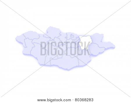 Map of Khentii. Mongolia. 3d