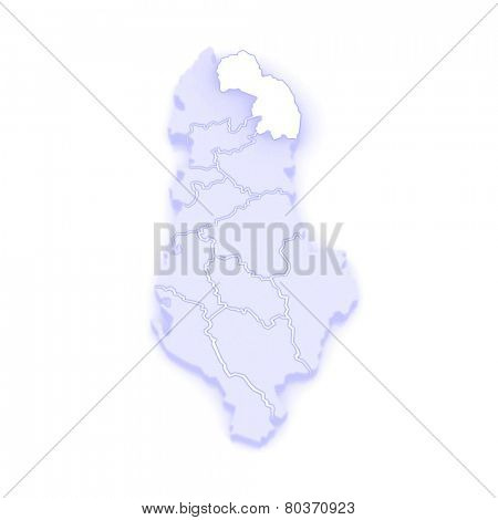 Map of Kukes. Albania. 3d