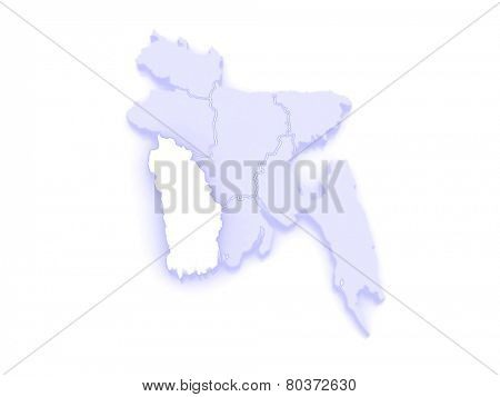 Map of Khulna. Bangladesh. 3d