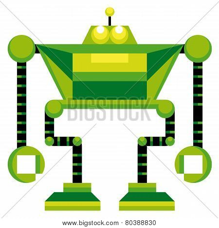 Vector Cartoon Funny Robot Isolated On White Background