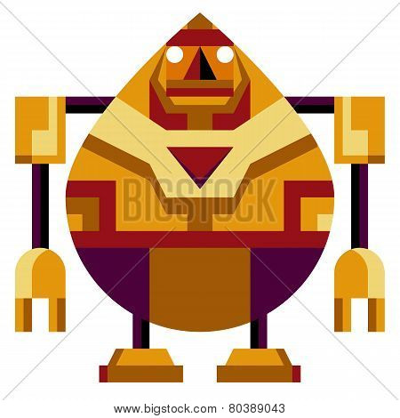 Vector Cartoon Funny Robot Isolated On White Background