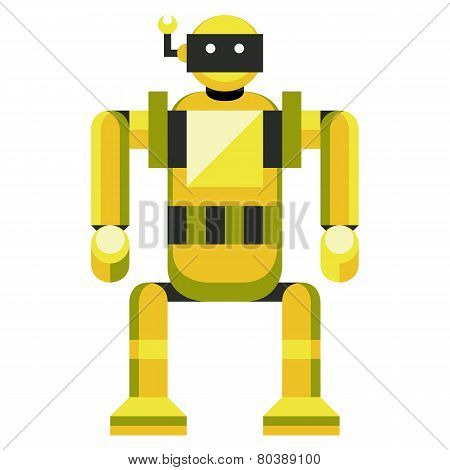 Vector Cartoon Funny Robot Isolated On White Background