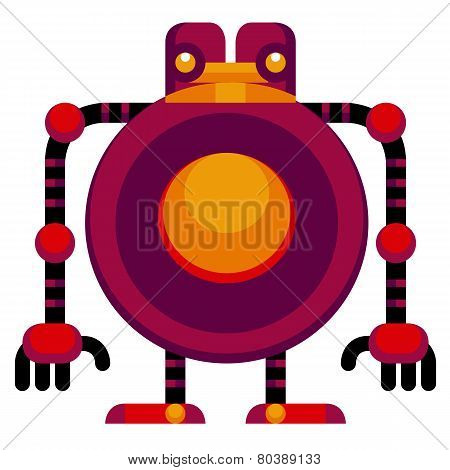 Vector Cartoon Funny Robot Isolated On White Background