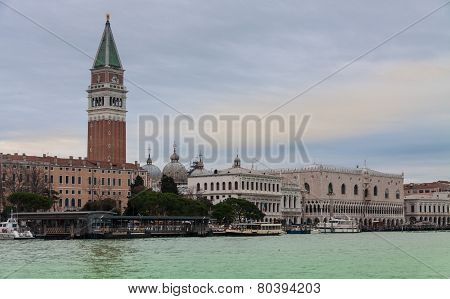 Venice, Palazzo Ducale From Punta Dogana, Canal Grande