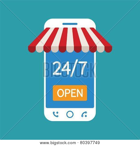 Concept Of Day And Night Online Shop On Modern Smart Phone