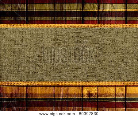 Textured Canvas on Vintage Wood Background