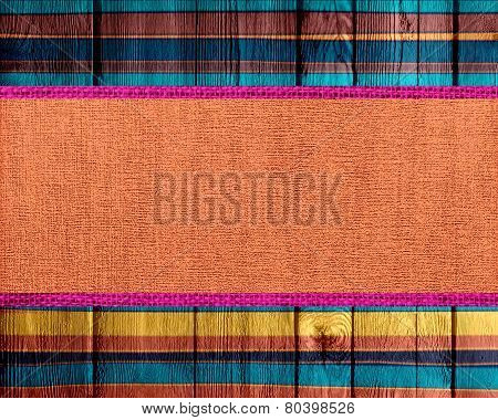Textured Canvas on Wood Background
