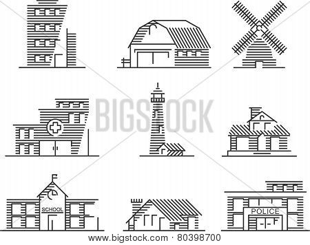 Buildings icons set