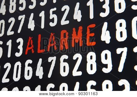 Computer Screen With Alarme Text On Black Background