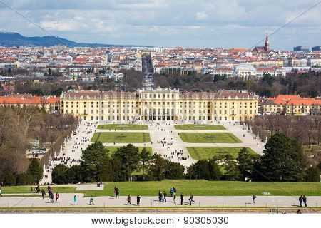 Vienna Panorama, Park And Schonbrunn Palace View From Gloriette