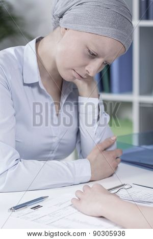 Businesswoman After Chemotherapy Treatment