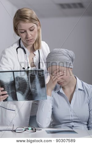 Crying Woman Having Brain Tumor