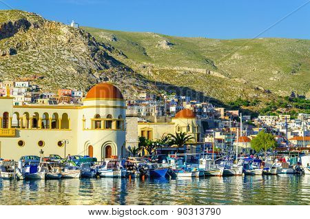 Pothia, capital and the port of Kalymnos, Greece